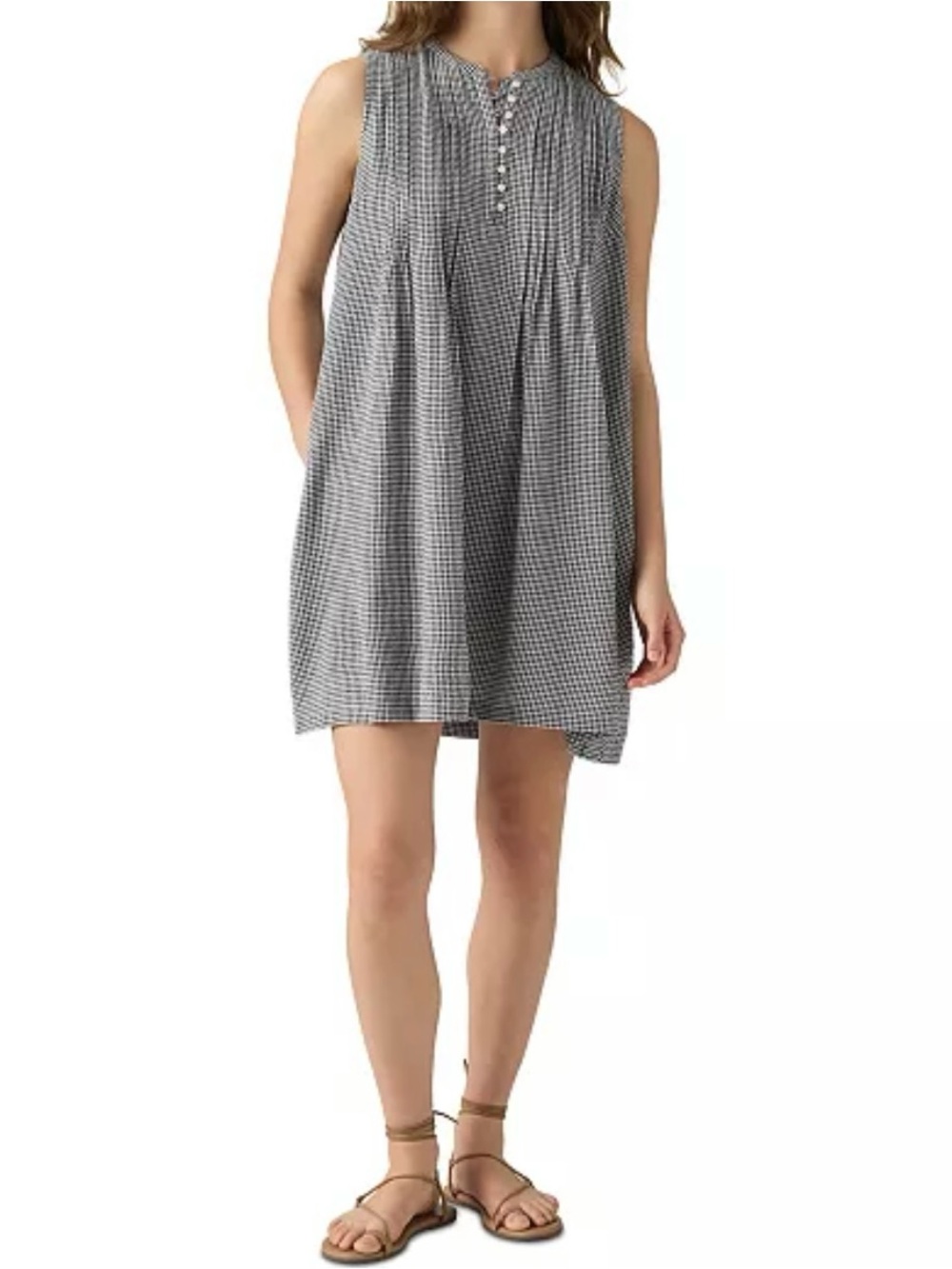 Levi's Black & White Gingham Sleeveless Button-Front Dress